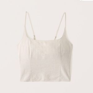 ABERCROMBIE & FITCH Squareneck Linen-Blend Top